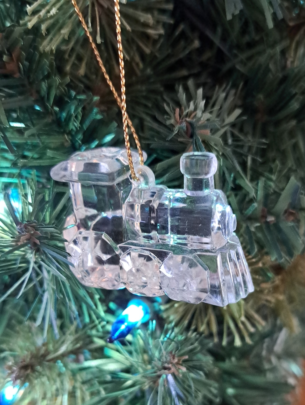 Clear Crystal Train Ornament - Home Holiday 1-3/4"x1"x1-1/8"